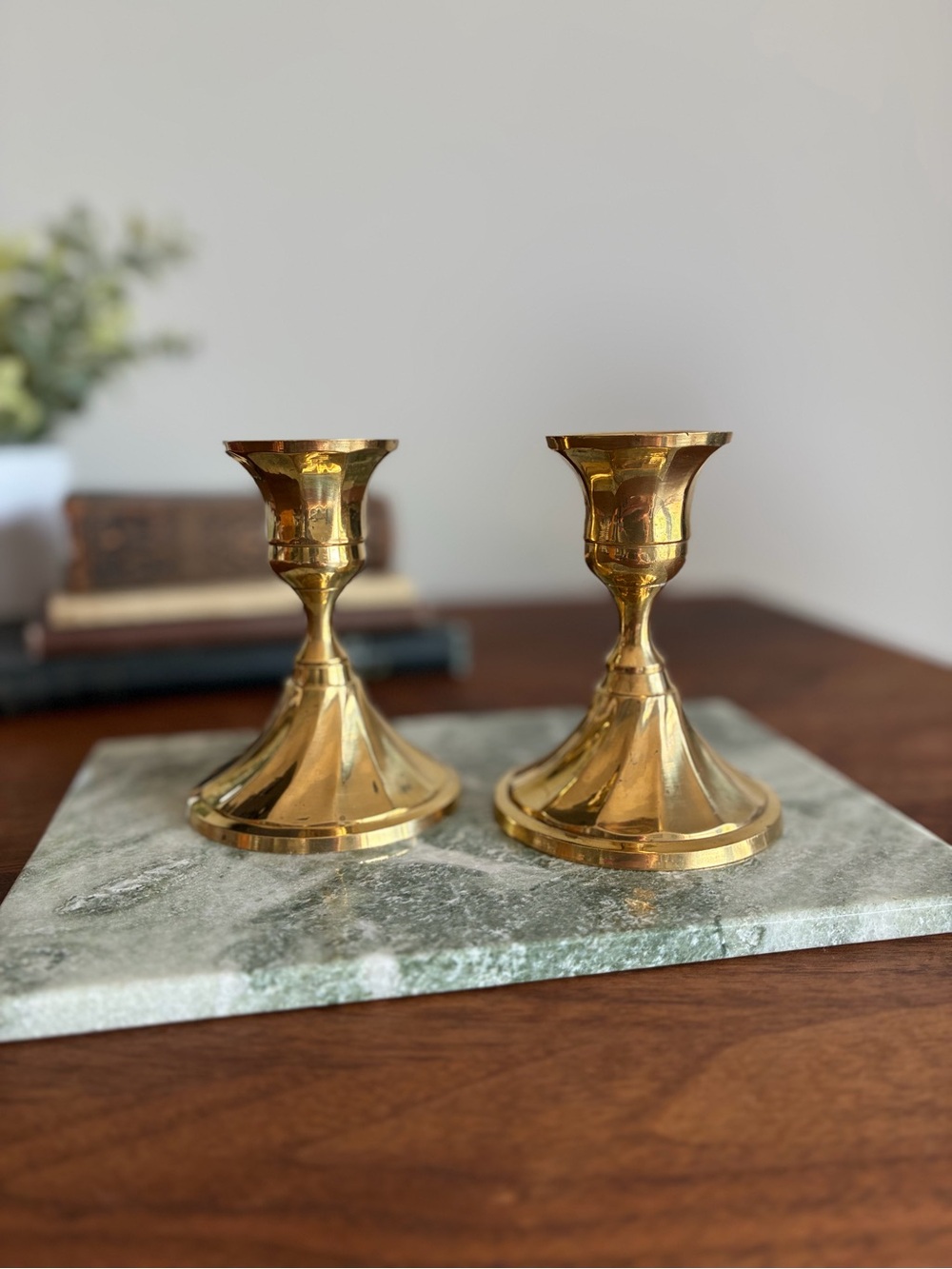 Vintage Brass Candlestick Holders | Pair | MCM Hollywood Regency Decor